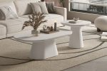 Table Basse Tavira 120cm Ciment Beige/ Blanc