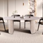 TABLE 'LAGOS' 200 CM OVALE DÉCOR TRAVERTIN BEIGE