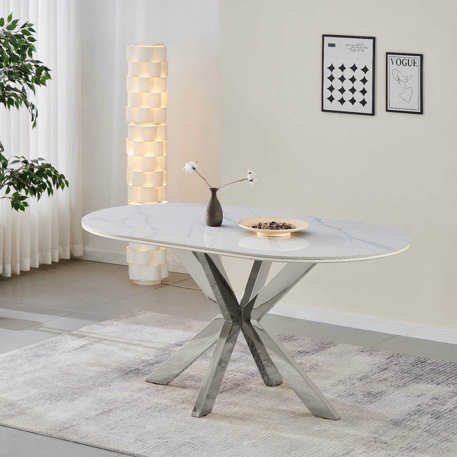 IMG_4680 TABLE A MANGER FIONA BLANC ARGENT – Image 1