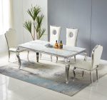 TABLE BAROQUE MARBRE NOIR CHROME 150 – Image 5