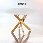 TABLE OLIVIA ROND 1M20 MARBRE DORE – Image 2