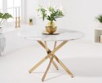 TABLE OLIVIA ROND 1M20 MARBRE DORE