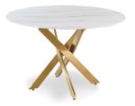 TABLE OLIVIA ROND 1M20 MARBRE DORE – Image 4