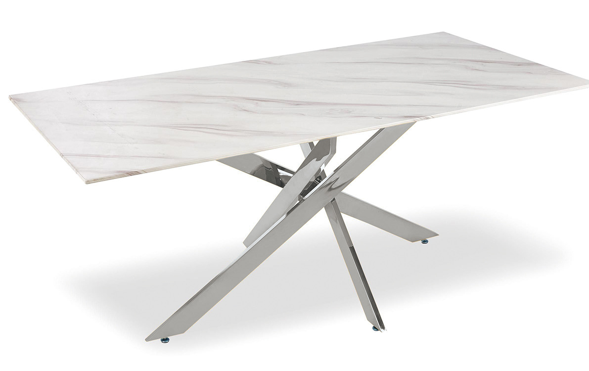 IMG_4699 TABLE OLIVIA RECTANGULAIRE MARBRE CHROME 150 – Image 1