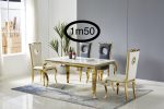 TABLE BAROQUE MARBRE DORE 150 – Image 2