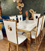 TABLE BAROQUE MARBRE DORE 150 – Image 3