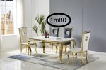 TABLE BAROQUE MARBRE DORE 180 – Image 2