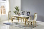 TABLE BAROQUE MARBRE DORE 180 – Image 3