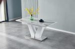 TABLE A RALLONGE V EFFET MARBRE BEIGE – Image 3