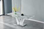 TABLE A RALLONGE V EFFET MARBRE BEIGE – Image 5