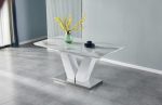 TABLE A RALLONGE V EFFET MARBRE BEIGE – Image 6