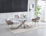 TABLE A MANGER CERAMIQUE NOIR OPHELIA CHROME 1m50 – Image 4