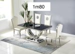 TABLE TROPHEE MARBRE NOIR CHROME 180 – Image 2
