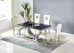 TABLE TROPHEE MARBRE NOIR CHROME 180