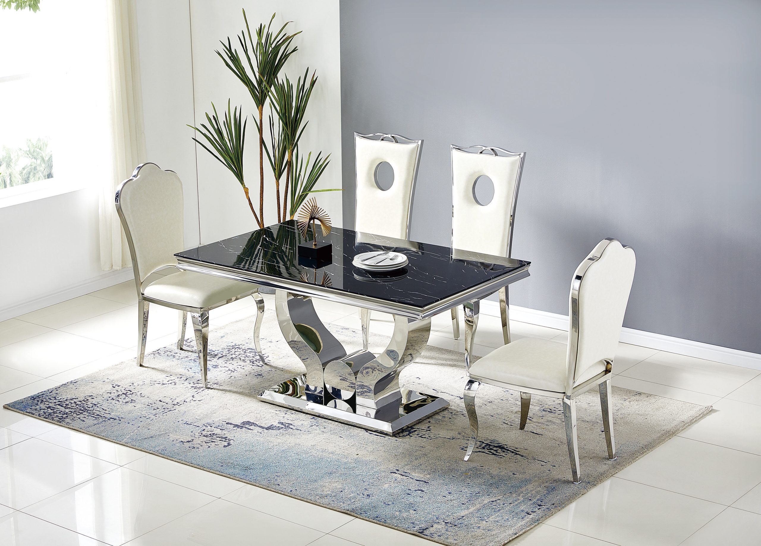 IMG_4745 TABLE TROPHEE MARBRE NOIR CHROME 180 – Image 1