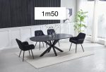 TABLE A MANGER CERAMIQUE OPHELIA NOIR PIED NOIR 1m50 – Image 2