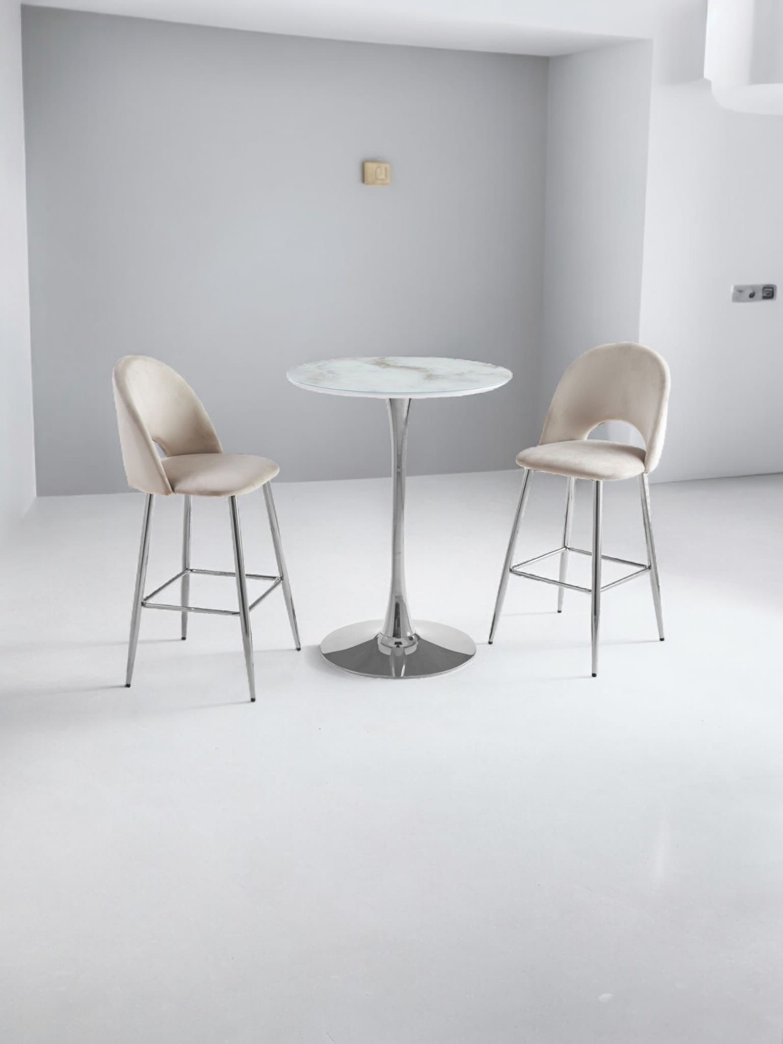 IMG_4758 TABLE DE BAR ROSA PIED CHROME – Image 1