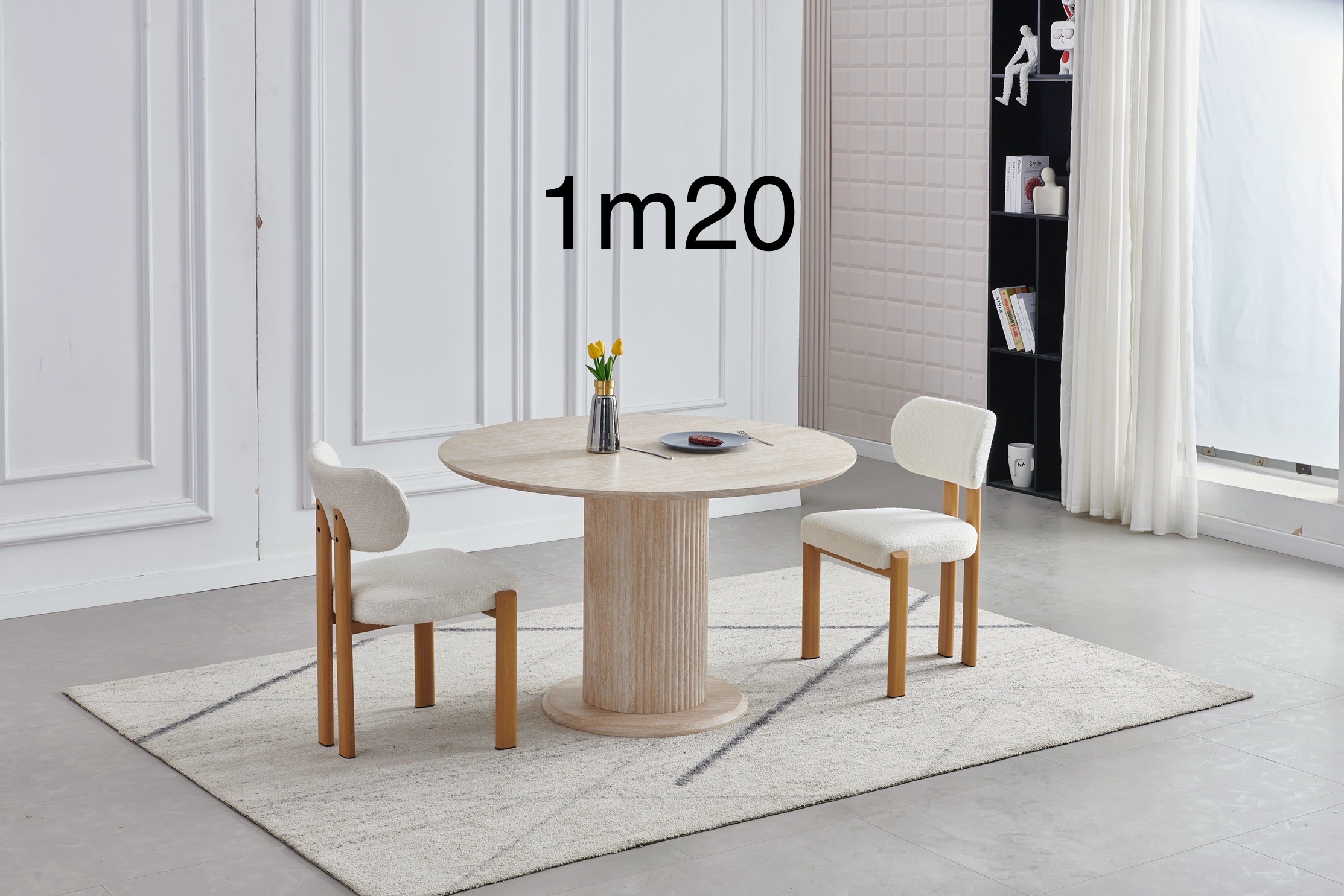 IMG_4768 TABLE A MANGER AXEL TRAVERTIN RONDE 1M20 – Image 1