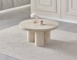 TABLE BASSE EFFET TRAVERTIN MAYA 90CM – Image 3