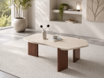 TABLE BASSE ZORA EFFET TRAVERTIN PIED NOYER