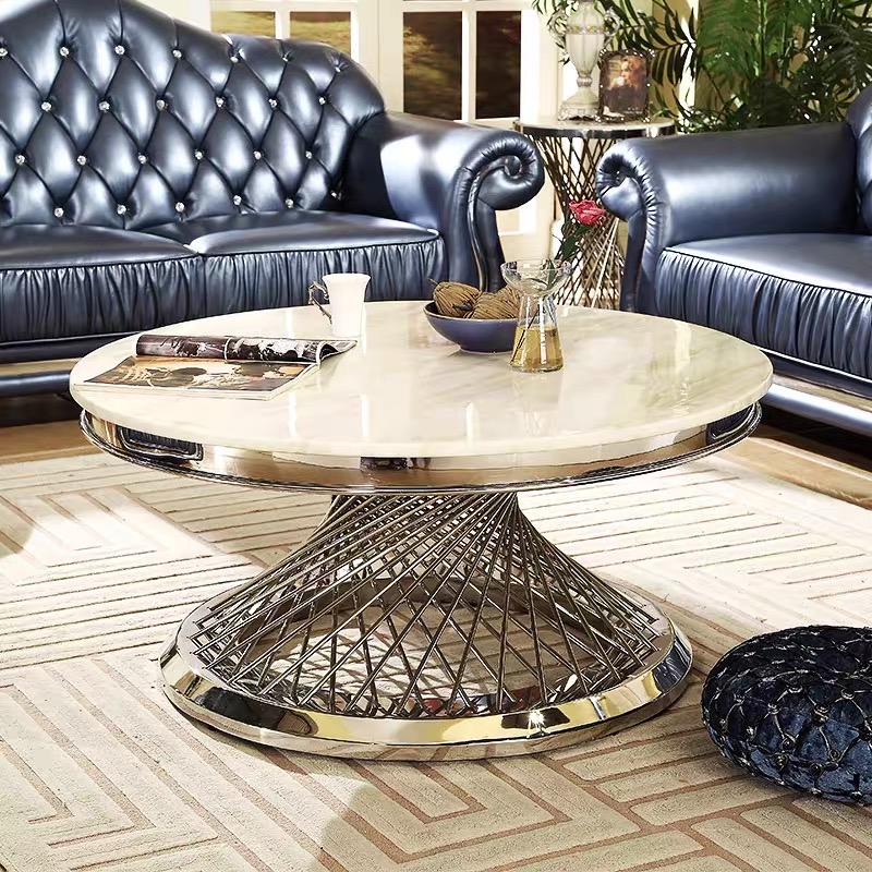 IMG_4796 TABLE BASSE DELUXE CHROME MARBRE BLANC 100x45 cm – Image 1