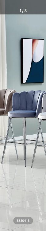 TABOURET DE BAR NYMPHEA CHROME VELOURS SILVER HAUTEUR 65cm – Image 2
