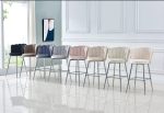 TABOURET DE BAR NYMPHEA CHROME VELOURS SILVER HAUTEUR 65cm