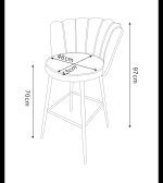TABOURET DE BAR NYMPHEA CHROME VELOURS SILVER HAUTEUR 65cm – Image 4
