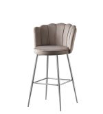 TABOURET DE BAR NYMPHEA CHROME VELOURS MOKA HAUTEUR 65cm
