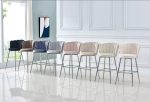 TABOURET DE BAR NYMPHEA CHROME VELOURS MOKA HAUTEUR 65cm – Image 3