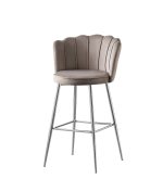 TABOURET DE BAR NYMPHEA CHROME VELOURS MOKA HAUTEUR 65cm – Image 4