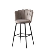 TABOURET DE BAR NYMPHEA METAL NOIR VELOURS MOKA HAUTEUR 65cm – Image 5