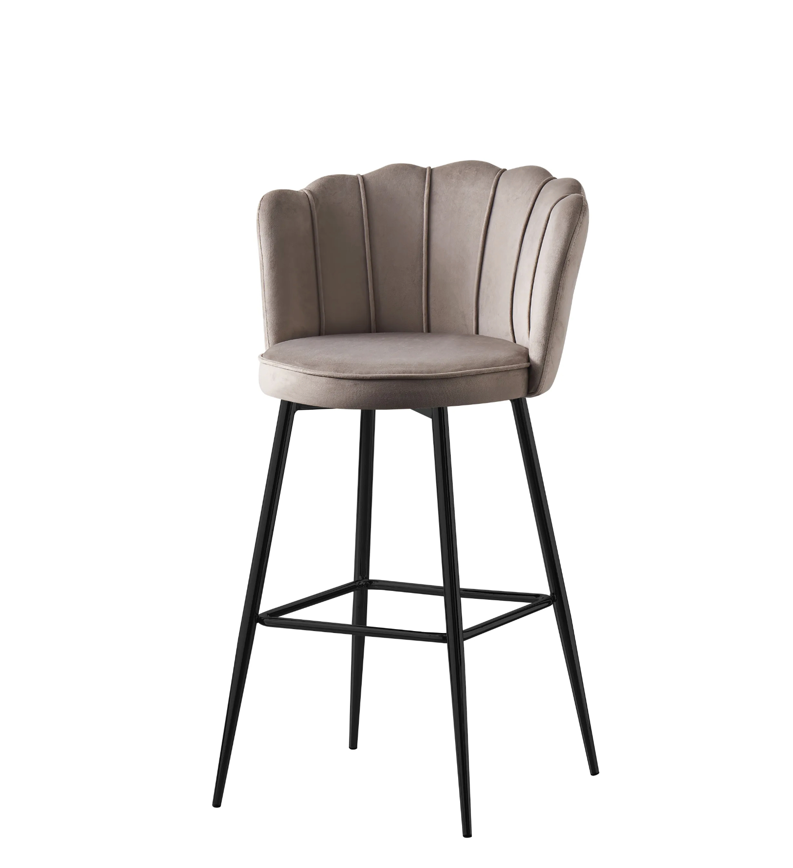 IMG_4837 TABOURET DE BAR NYMPHEA METAL NOIR VELOURS MOKA HAUTEUR 65cm – Image 1