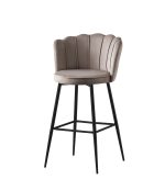 TABOURET DE BAR NYMPHEA METAL NOIR VELOURS MOKA HAUTEUR 65cm – Image 4