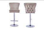 TABOURET DE BAR GABRIELLE CHROME TAUPE – Image 2