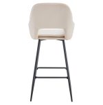 TABOURET DE BAR ATHENA PIED METAL NOIR VELOURS BEIGE – Image 4
