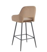 TABOURET DE BAR ATHENA PIED METAL NOIR VELOURS TAUPE – Image 3