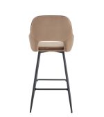 TABOURET DE BAR ATHENA PIED METAL NOIR VELOURS TAUPE – Image 4