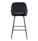 TABOURET DE BAR ATHENA PIED METAL NOIR VELOURS NOIR – Image 3