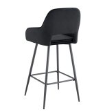 TABOURET DE BAR ATHENA PIED METAL NOIR VELOURS NOIR – Image 4