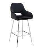 TABOURET DE BAR ATHENA PIED CHROME VELOURS NOIR – Image 2