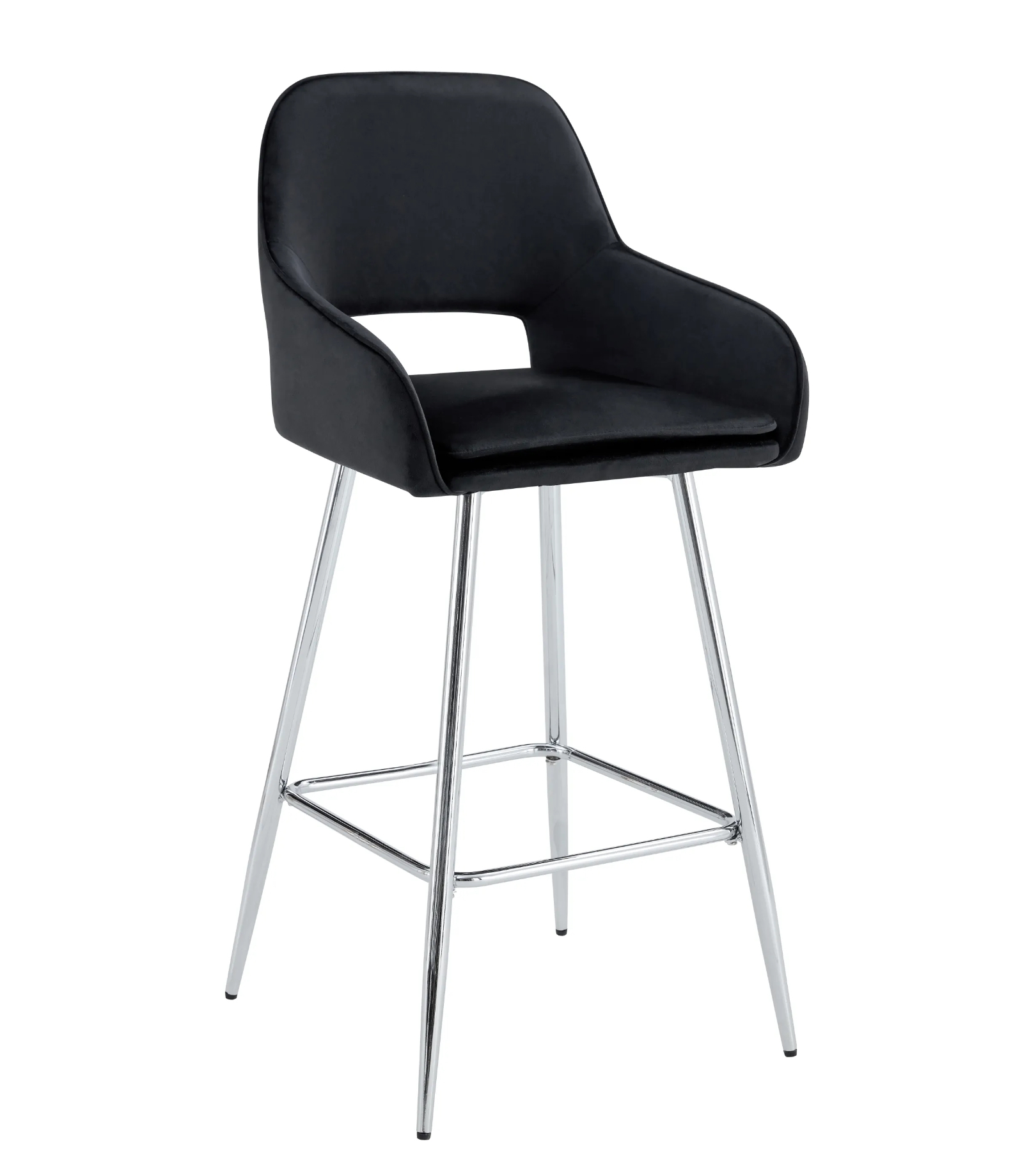 IMG_4871 TABOURET DE BAR ATHENA PIED CHROME VELOURS NOIR – Image 1