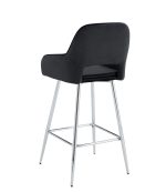 TABOURET DE BAR ATHENA PIED CHROME VELOURS NOIR – Image 3