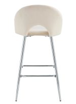 TABOURET DE BAR TEDDY PIED CHROME VELOURS BEIGE – Image 2