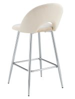 TABOURET DE BAR TEDDY PIED CHROME VELOURS BEIGE – Image 4