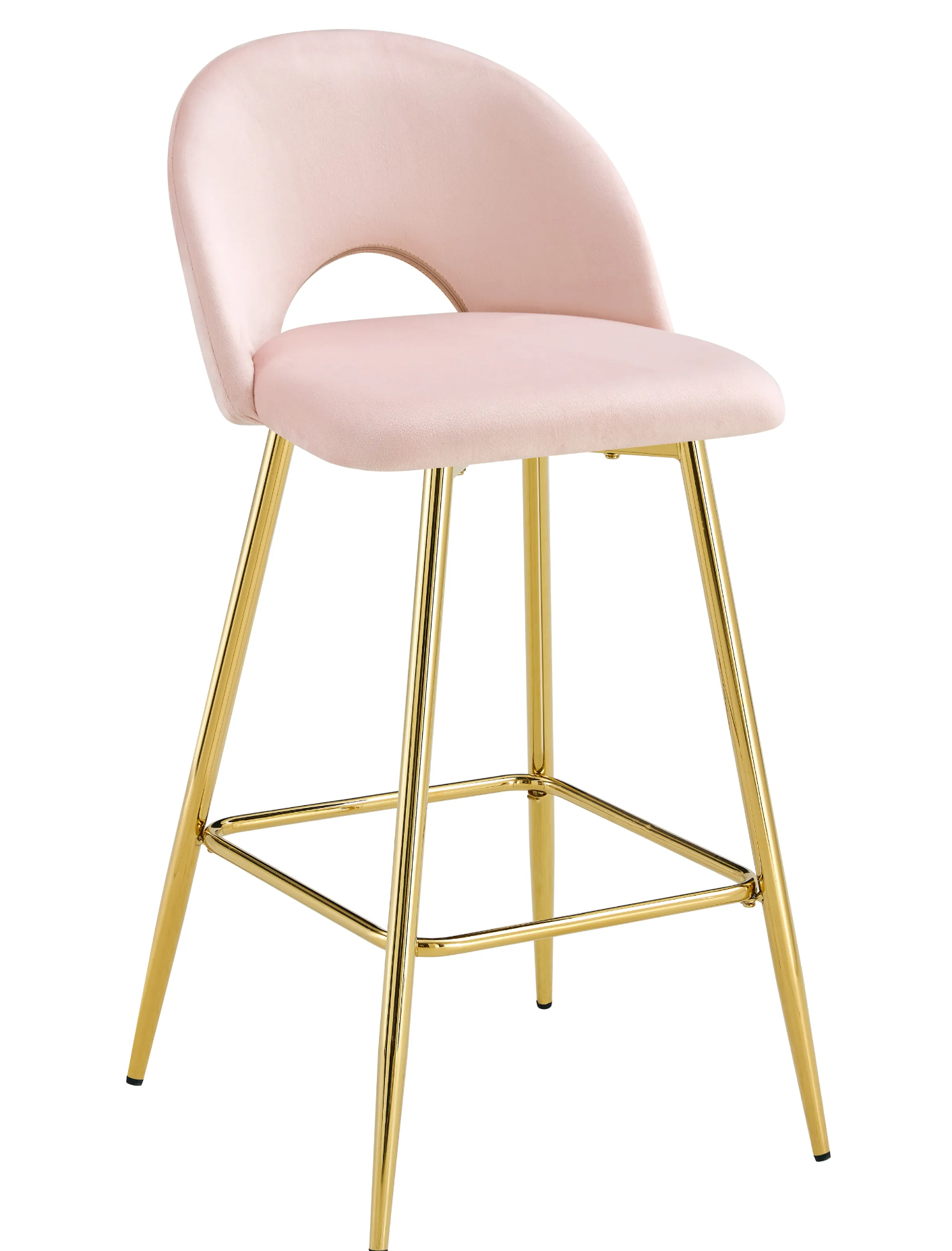 IMG_4877 TABOURET DE BAR TEDDY PIED GOLD VELOURS ROSE – Image 1
