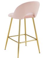 TABOURET DE BAR TEDDY PIED GOLD VELOURS ROSE – Image 3