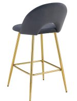 TABOURET DE BAR TEDDY PIED GOLD VELOURS ANTHRACITE – Image 3