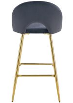 TABOURET DE BAR TEDDY PIED GOLD VELOURS ANTHRACITE – Image 4
