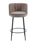 TABOURET DE BAR CATHY PIED METAL NOIR TAUPE 3D – Image 2